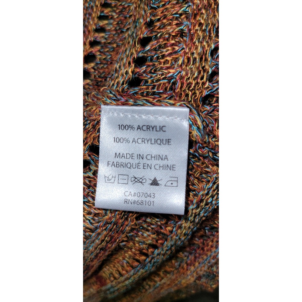 Beldini Multicolor Open Knit Sweater Womens XL Mock Neck Earthy Grandmacore - Picture 4 of 4